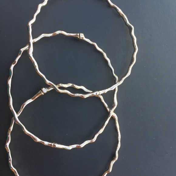 BCBG Sterling Silver Water Droplet Wave Bangles - Picture 1 of 8